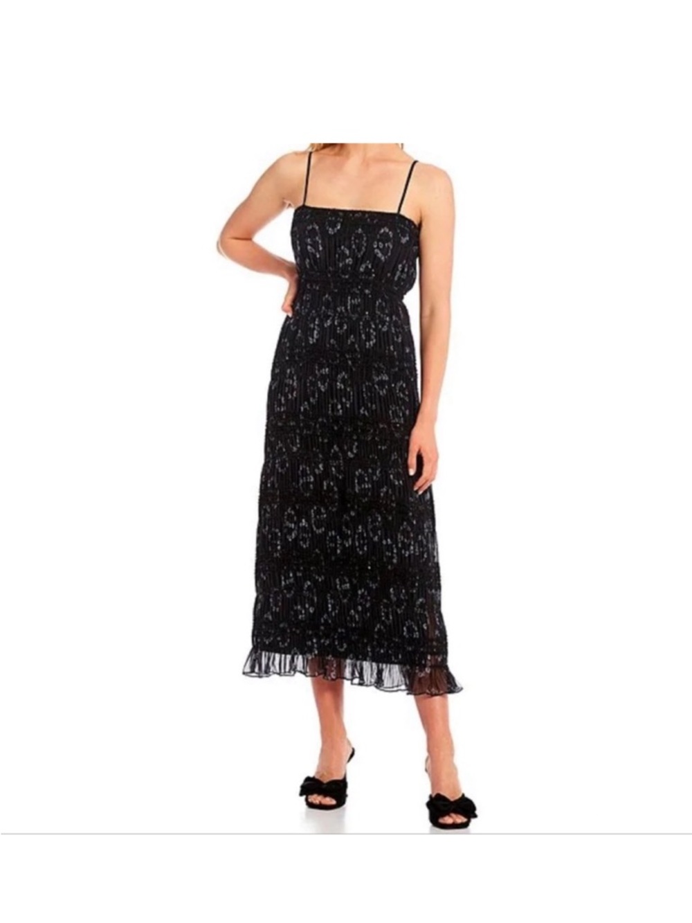 Gianni Bini Floral & Sequin Tiered Midi Dress